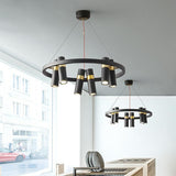 Avenila Black Modern Designer Circle Ring Light Tube Pendant Chandelier - Avenila - Interior Lighting, Design & More