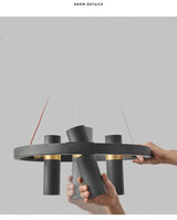 Avenila Black Modern Designer Circle Ring Light Tube Pendant Chandelier - Avenila - Interior Lighting, Design & More