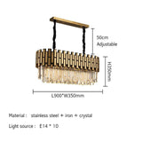 Modern Luxury Round Rectangle Crystal Chandelier Lighting For Dinning Room Living Room Indoor Light Fixtures Gold Chandeliers - Avenila - Interior Lighting, Design & More