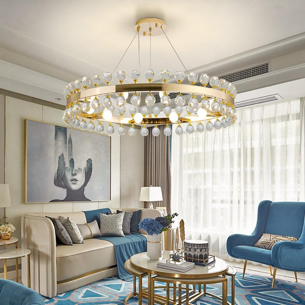 50, 60, 80cm Sofrey Modern Crystal Gold Ring Wohnzimmer Kronleuchter - Avenila - Innenbeleuchtung, Design & mehr