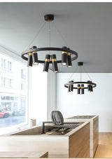 Avenila Black Modern Designer Circle Ring Light Tube Pendant Chandelier - Avenila - Interior Lighting, Design & More
