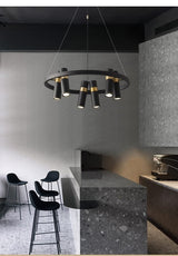 Avenila Black Modern Designer Circle Ring Light Tube Pendant Chandelier - Avenila - Interior Lighting, Design & More