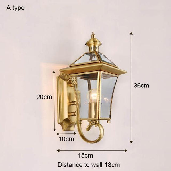 Avenila Waterproof IP65 Copper Garden Balcony Porch Foyer Outdoor Wall Light - Avenila - Interior Lighting, Design & More