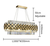 Moderne Kristall-Gold-Rechteck-Kronleuchter-Beleuchtung für Esszimmer Schlafzimmer Runde Kronleuchter Wohnzimmerleuchten - Avenila - Innenbeleuchtung, Design & mehr