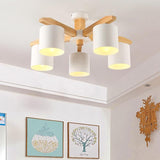 Massivholz-LED-Deckenkronleuchterleuchte E27 mit eisernem Lampenschirm - Avenila - Innenbeleuchtung, Design & mehr