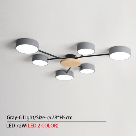 Grey Modern LED Chandelier With Round Gray Metal Lampshades For Living Room - Avenila - Interior Lighting, Design & More