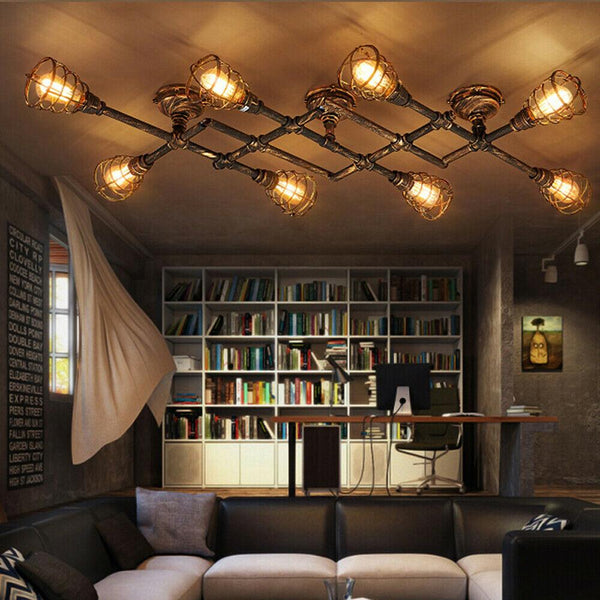 Lámpara de techo semi-empotrada industrial rústica Lámpara colgante de tubo Steampunk - Avenila - Iluminación Interior, Diseño y Más