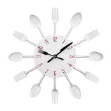 Coutellerie Horloge de cuisine en métal Horloge murale avec cuillère et fourchette Horloge murale créative en quartz - Avenila - Éclairage intérieur, design et plus