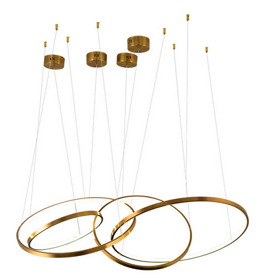Lustre d'hôtel moderne à LED avec bague en or et en argent - Avenila Selects