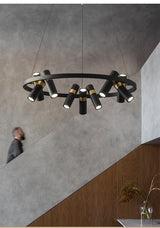 Avenila Black Modern Designer Circle Ring Light Tube Pendant Chandelier - Avenila - Interior Lighting, Design & More
