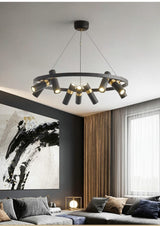 Avenila Black Modern Designer Circle Ring Light Tube Pendant Chandelier - Avenila - Interior Lighting, Design & More