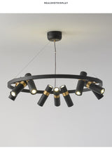 Avenila Black Modern Designer Circle Ring Light Tube Pendant Chandelier - Avenila - Interior Lighting, Design & More