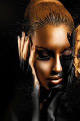 Black Gold African Art Woman Pittura a olio su tela - Avenila - Illuminazione, design e altro ancora