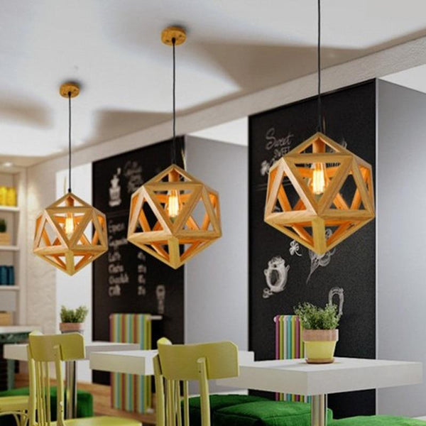 Lampade a sospensione geometriche in legno massiccio con lampadina - Avenila - Illuminazione, design e altro ancora