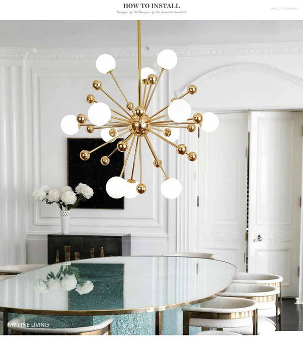 Lampadario in vetro LED Gold Sputnik - Avenila - Illuminazione, design e altro ancora