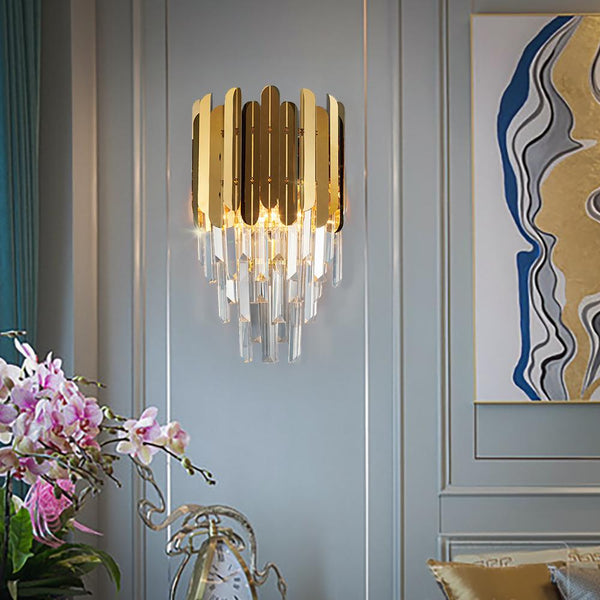 Lampada Scone da comodino moderna in cristallo dorato - Avenila - Illuminazione d'interni, Design & Altro