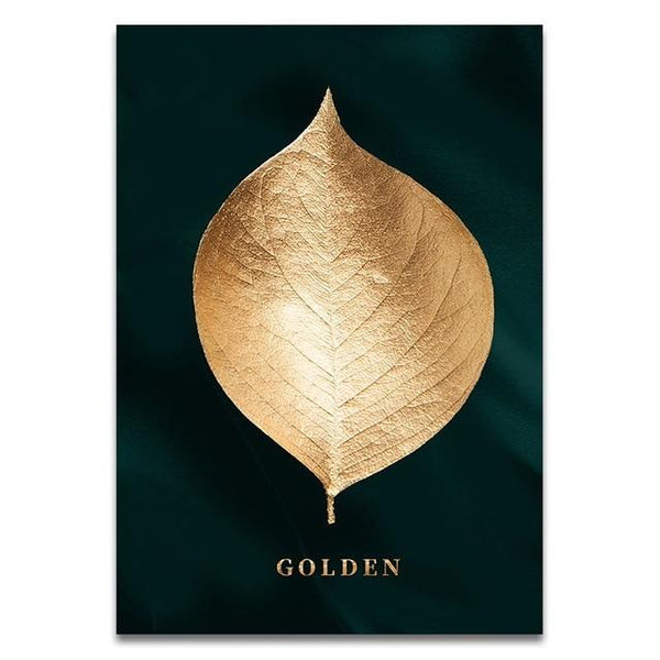 Abstract Golden Plant Leaves Picture Wall Poster Modern Style Canvas Print Painting Art Aisle Living Room Unique Decoration - Avenila - Interior Lighting, Design & More