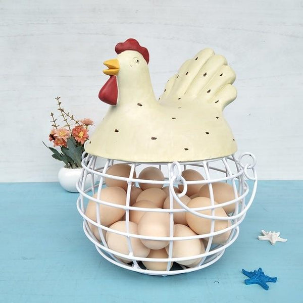 Ceramic Iron Hen Chicken Egg Storage Kitchen Holder Basket - Avenila - Interior Lighting, Design & More
