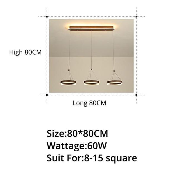 Coffee LED Pendant Light Kitchen Dinning Room Backside Lighting 3 heads Round Acrylic Lamp Luminaire Indoor Fixtures - Avenila - Interior Lighting, Design & More