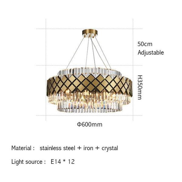 Modern Crystal Gold Rectangle Chandelier Lighting For Dining Room Bedroom Round Chandeliers Living Room Light Fixtures - Avenila - Interior Lighting, Design & More
