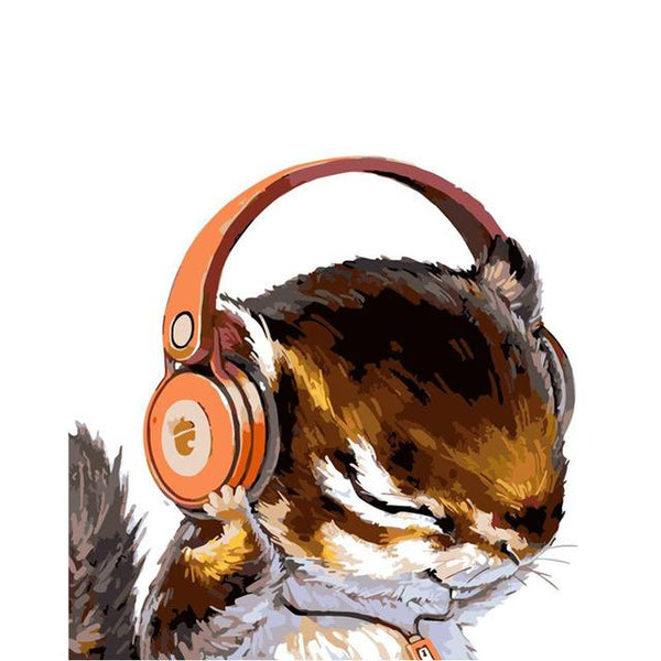 Possum with Headphones | Modern Wall Art Canvas Painting Unique Gift Home Decor 40x50cm - Avenila - Interior Lighting, Design & More