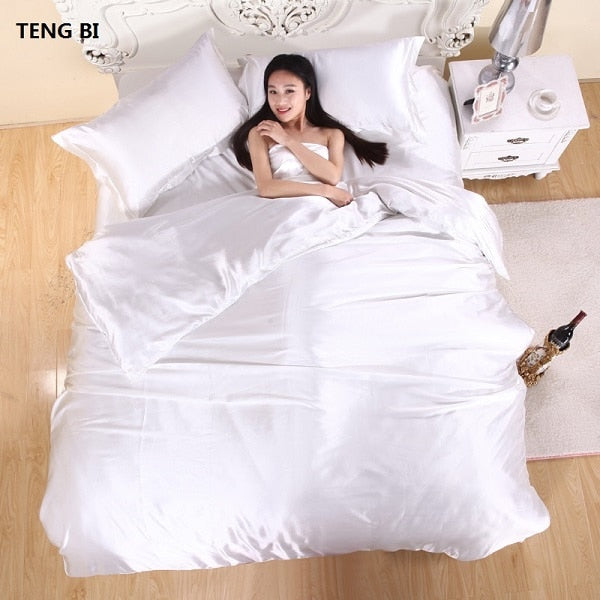 100% Pure Satin Silk Bedding Set, King & Queen Size