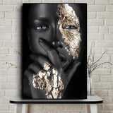 الفن الأفريقي الأسود والذهبي امرأة زيت اللوحة ملصق قماش - Avenila - الإضاءة الداخلية والتصميم وأكثر