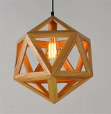 أضواء قلادة الخشب الصلب الهندسية مع لمبة - Avenila - الإضاءة الداخلية والتصميم وأكثر