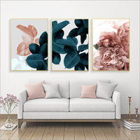 Modern Abstract Pink Flower Green Plants Poster Print Canvas Painting Pictures Home Wall Art Decoration Can Be Customized - Avenila - Interior Lighting, Design & More