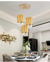 أضواء قلادة الكريستال والذهب الحديثة للمطبخ أو غرفة الطعام - Avenila - الإضاءة الداخلية والتصميم وأكثر