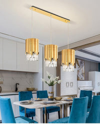 أضواء قلادة الكريستال والذهب الحديثة للمطبخ أو غرفة الطعام - Avenila - الإضاءة الداخلية والتصميم وأكثر