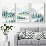Modern Minimalist Forest And River Poster Landscape Painting Print Canvas - Avenila - Interior Lighting, Design & More