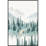 Modern Minimalist Forest And River Poster Landscape Painting Print Canvas - Avenila - Interior Lighting, Design & More