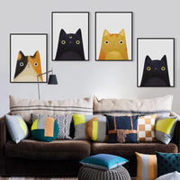 القط الحديثة الألوان المائية والرمزية ملصق طباعة اللوحة قماش - Avenila - الإضاءة الداخلية والتصميم وأكثر