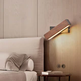 الحديثة الشمال الصلبة الخشب LED دوارة مصباح جدار غرفة النوم
