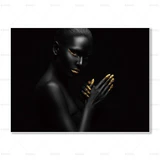 الحواس الأفريقية مجردة الذهب والأسود قماش ملصق غير مؤطرة - Avenila - الإضاءة الداخلية والتصميم وأكثر