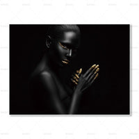 الحواس الأفريقية مجردة الذهب والأسود قماش ملصق غير مؤطرة - Avenila - الإضاءة الداخلية والتصميم وأكثر