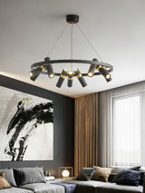 Avenila Black Modern Designer Circle Ring Light Tube Pendant Chandelier - Avenila - Interior Lighting, Design & More