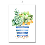 Kaktuspflanze Sukkulente Leinwand Wandkunstdrucke Aquarell ungerahmt - Avenila - Innenbeleuchtung, Design & mehr