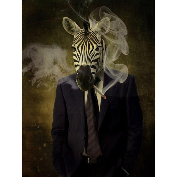 Edles Zebra im Anzug Poster | Wandkunst-Poster und -Drucke Tier mit Hut auf Leinwand - Avenila - Innenbeleuchtung, Design & mehr