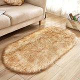 Ellipse Soft Faux Schafsfell Stuhl Kissenbereich Teppiche für Schlafzimmer Boden Shaggy Seidenplüsch Teppich Weiß Nachttischmatte - Avenila - Innenbeleuchtung, Design & mehr