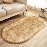 Ellipse Soft Faux Schafsfell Stuhl Kissenbereich Teppiche für Schlafzimmer Boden Shaggy Seidenplüsch Teppich Weiß Nachttischmatte - Avenila - Innenbeleuchtung, Design & mehr