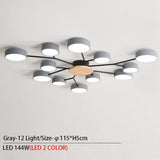 Grey Modern LED Chandelier With Round Gray Metal Lampshades For Living Room - Avenila - Interior Lighting, Design & More