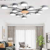 Grey Modern LED Chandelier With Round Gray Metal Lampshades For Living Room - Avenila - Interior Lighting, Design & More