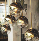 Pendelleuchte Loft Modern Pendelleuchte Silber Gold Glaskugel Hängelampe - Avenila - Innenbeleuchtung, Design & mehr