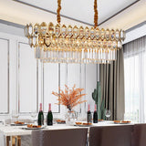 Luxuriöse moderne Kronleuchter-Beleuchtung für Esszimmer Rechteckige Goldkristall-Lampen Große Kücheninsel LED-Kristall-Leuchten - Avenila - Innenbeleuchtung, Design & mehr