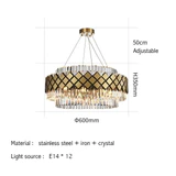 Moderne Kristall-Gold-Rechteck-Kronleuchter-Beleuchtung für Esszimmer Schlafzimmer Runde Kronleuchter Wohnzimmerleuchten - Avenila - Innenbeleuchtung, Design & mehr