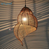 Seemuschel-Schnecke Bambus 9,8" bis 13" breiter LED-Pendel-Lampenschirm - Avenila - Innenbeleuchtung, Design und mehr