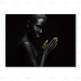 Senses African Abstract Gold & Black Canvas ungerahmtes Poster - Avenila - Innenbeleuchtung, Design & mehr