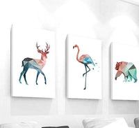 Abstract Geometric Pink and Blue Deer Flamingo and Polar Bear - Avenila - Interior Lighting, Design & More